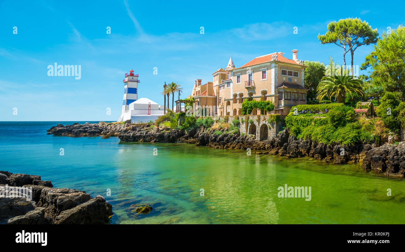 Scenic view in Cascais, Santa Marta Lighthouse and Museum, Lisbon district, Portugal. Stock Photo