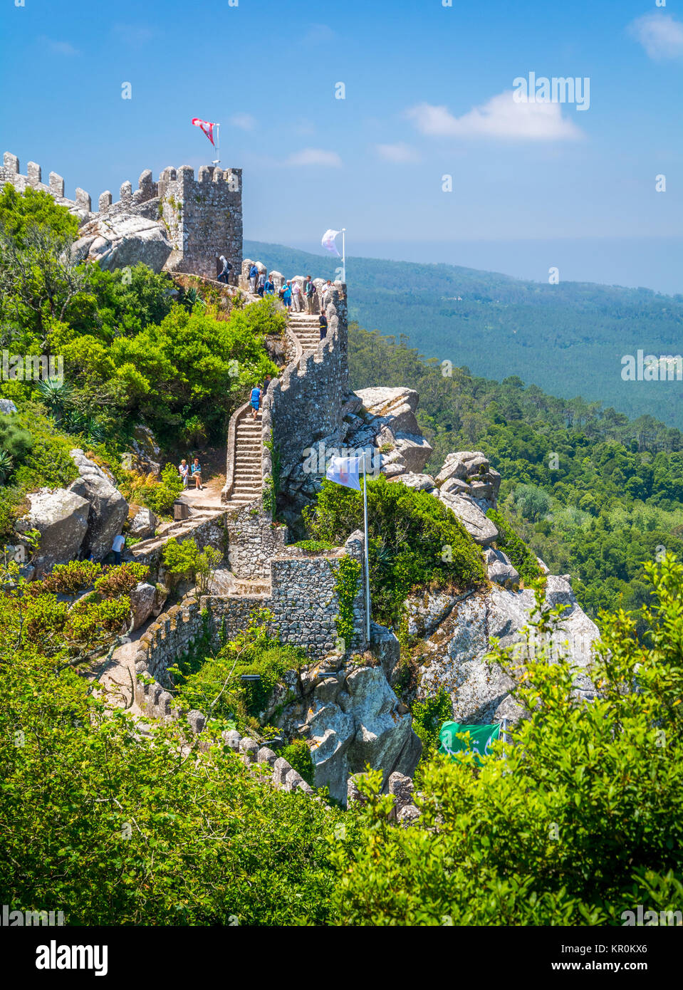 Moorish Castle on a summer morning, Sintra, Portugal. Stock Photo