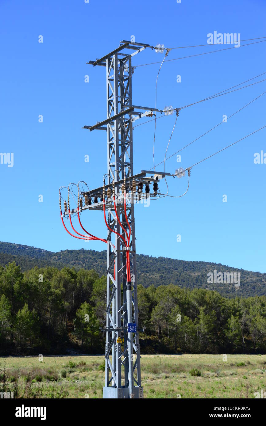 highvoltage line in spain Stock Photo Alamy