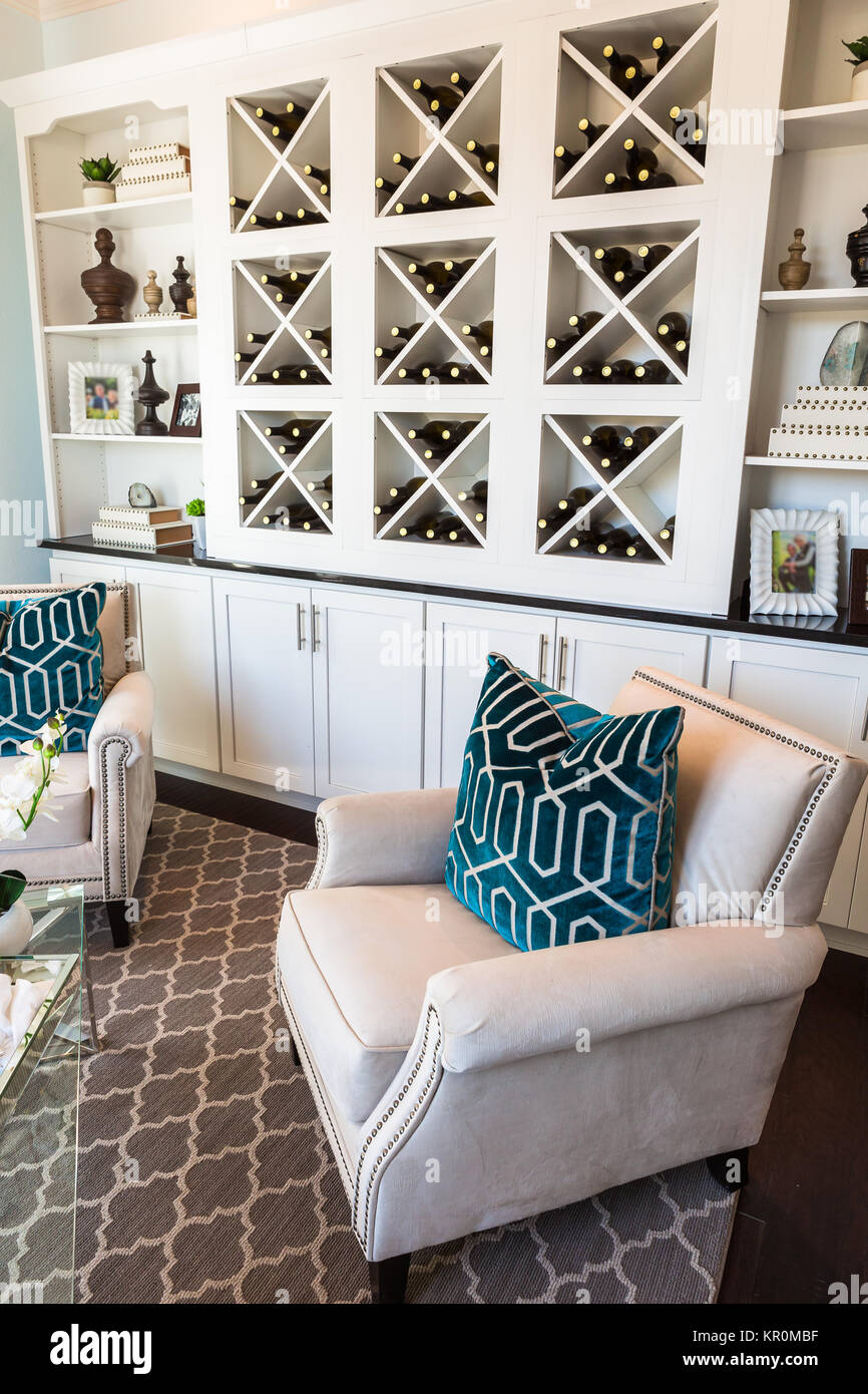 Visual Reference: Wine Tasting Room In Modern Luxury Home Stock Photo