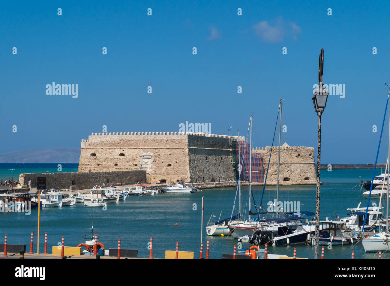 View of the fortress Castello a Mare (Koules) in Herakleion of Crete in Greece. Stock Photo