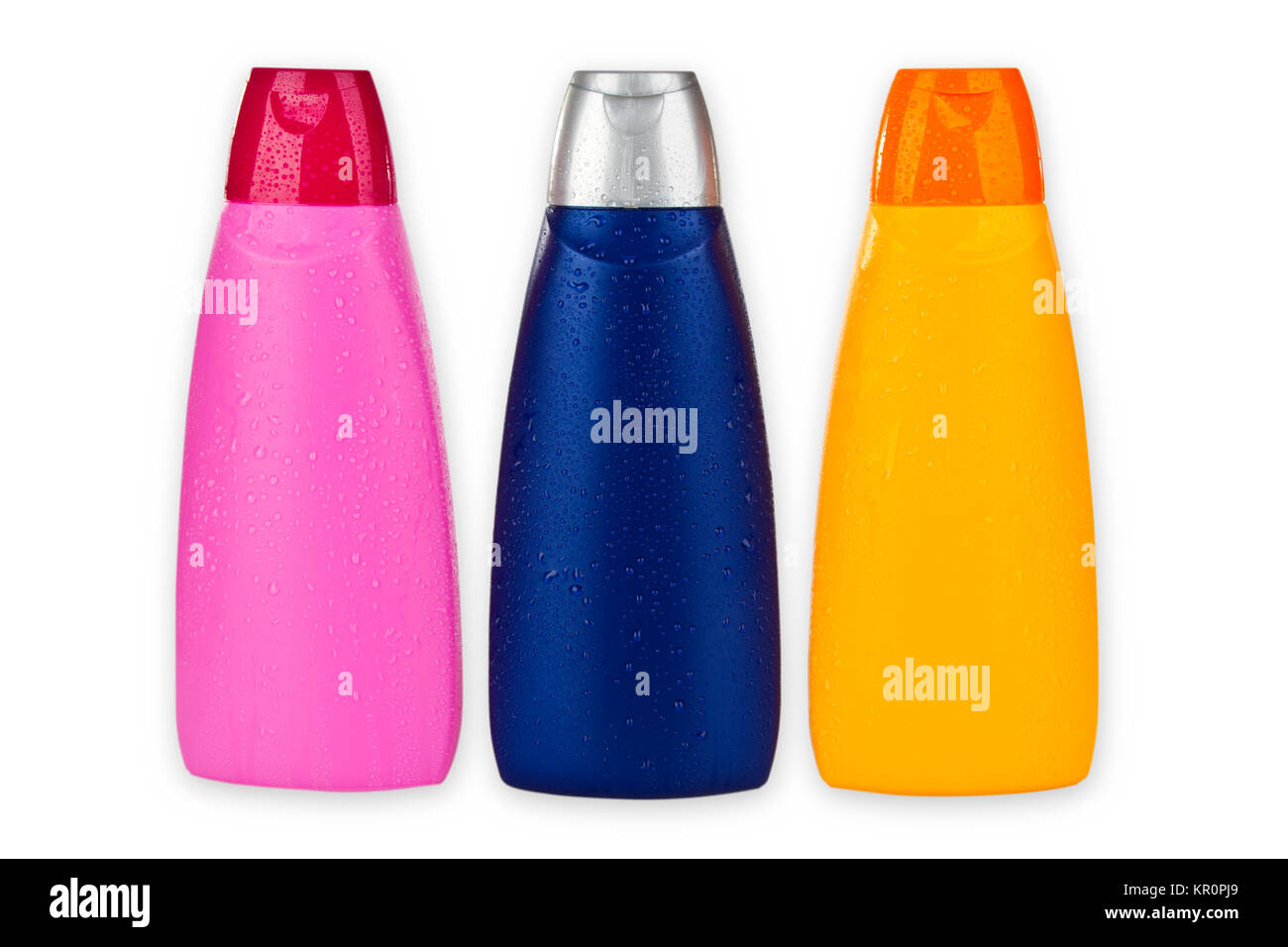 Shampoon Flaschen freigestellt auf weissem Hintergrund Stock Photo