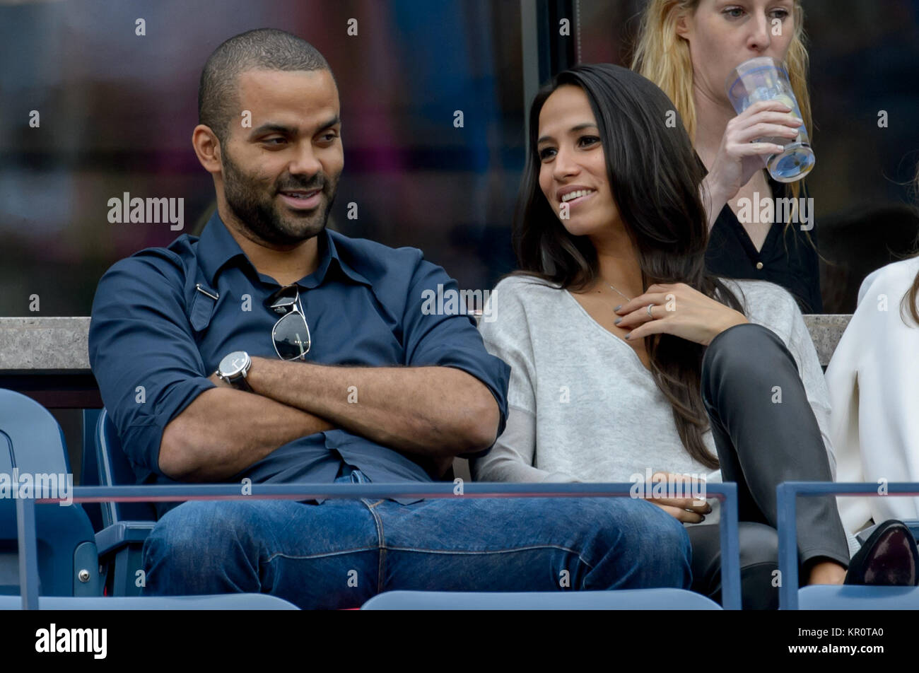 FLUSHING NY- SEPTEMBER 08: Tony Parker, Axelle Francine, at the Mens ...