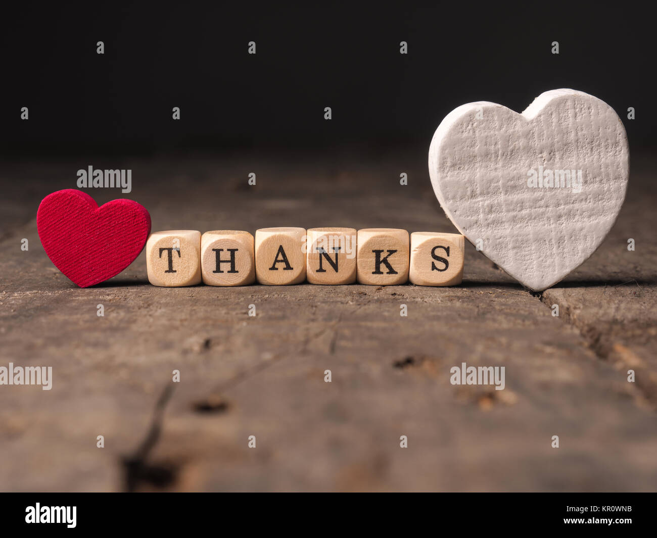 thanks with two heart shapes Stock Photo