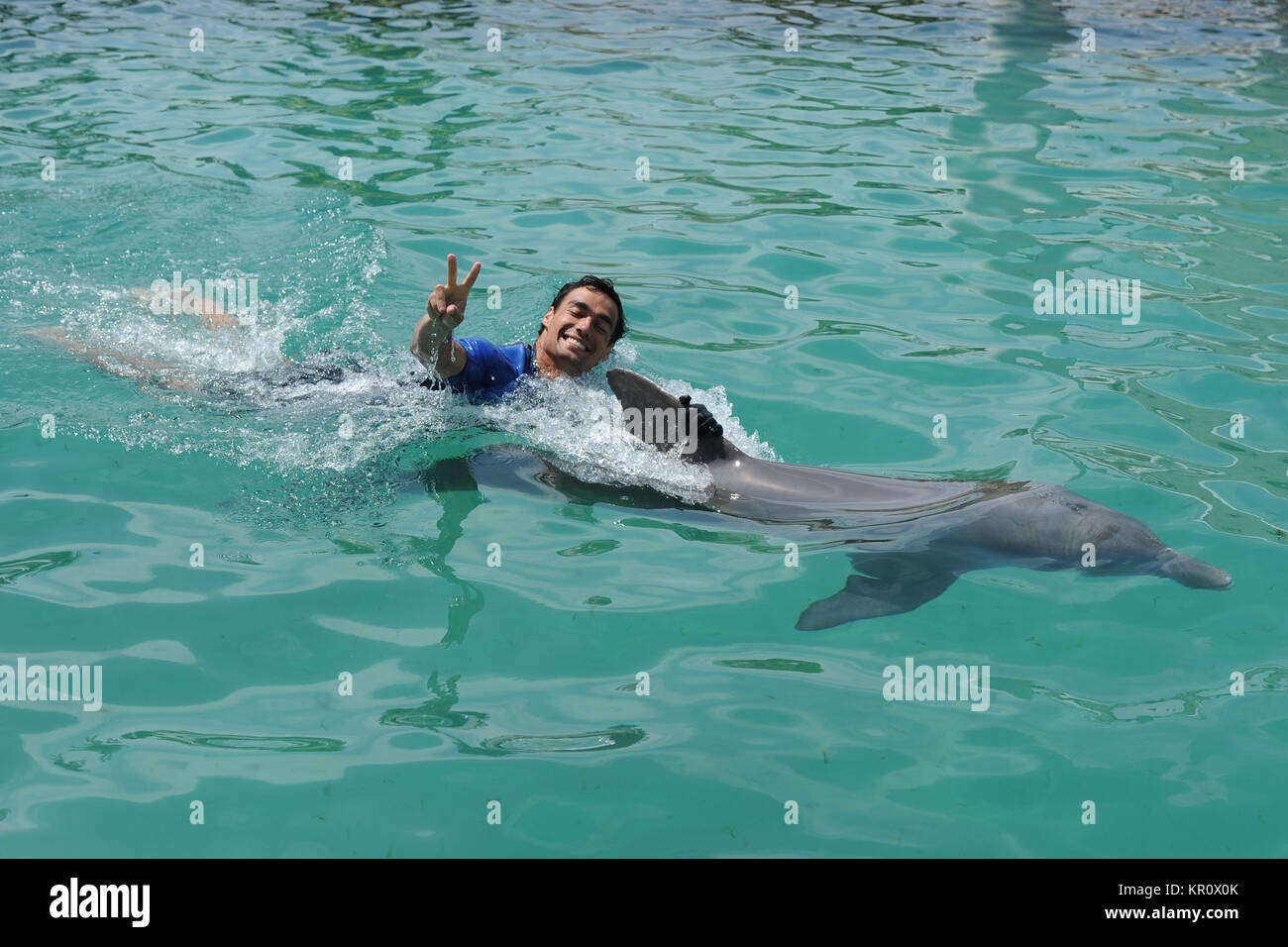 KEY BISCAYNE, FL - MARCH 18: Ana Ivanovic swims with dolphins at the