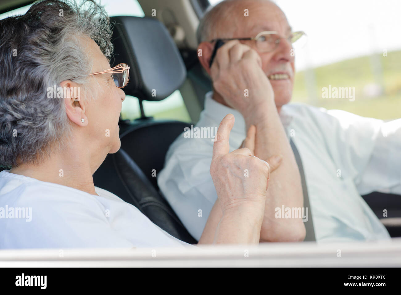elderly couple in the car Stock Photo Alamy
