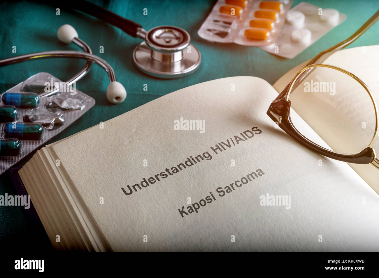 Open Book of Understanding HIV / AIDS sarcoma kaposi, conceptual image Stock Photo