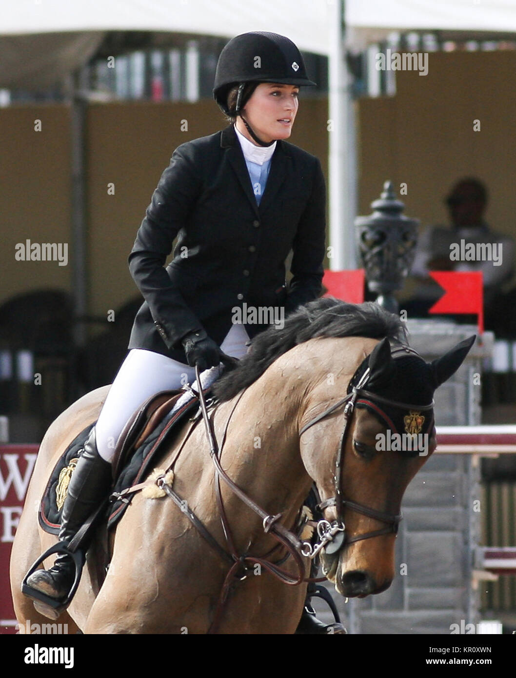 WELLINGTON, FL - JANUARY 26: Jessica Springsteen l participtaes in  the FTI Winter Equestrian Festival at the Palm Beach International Equestrian Center on January 26, 2014 in Wellington, Florida   People:  Jessica Springsteen Stock Photo