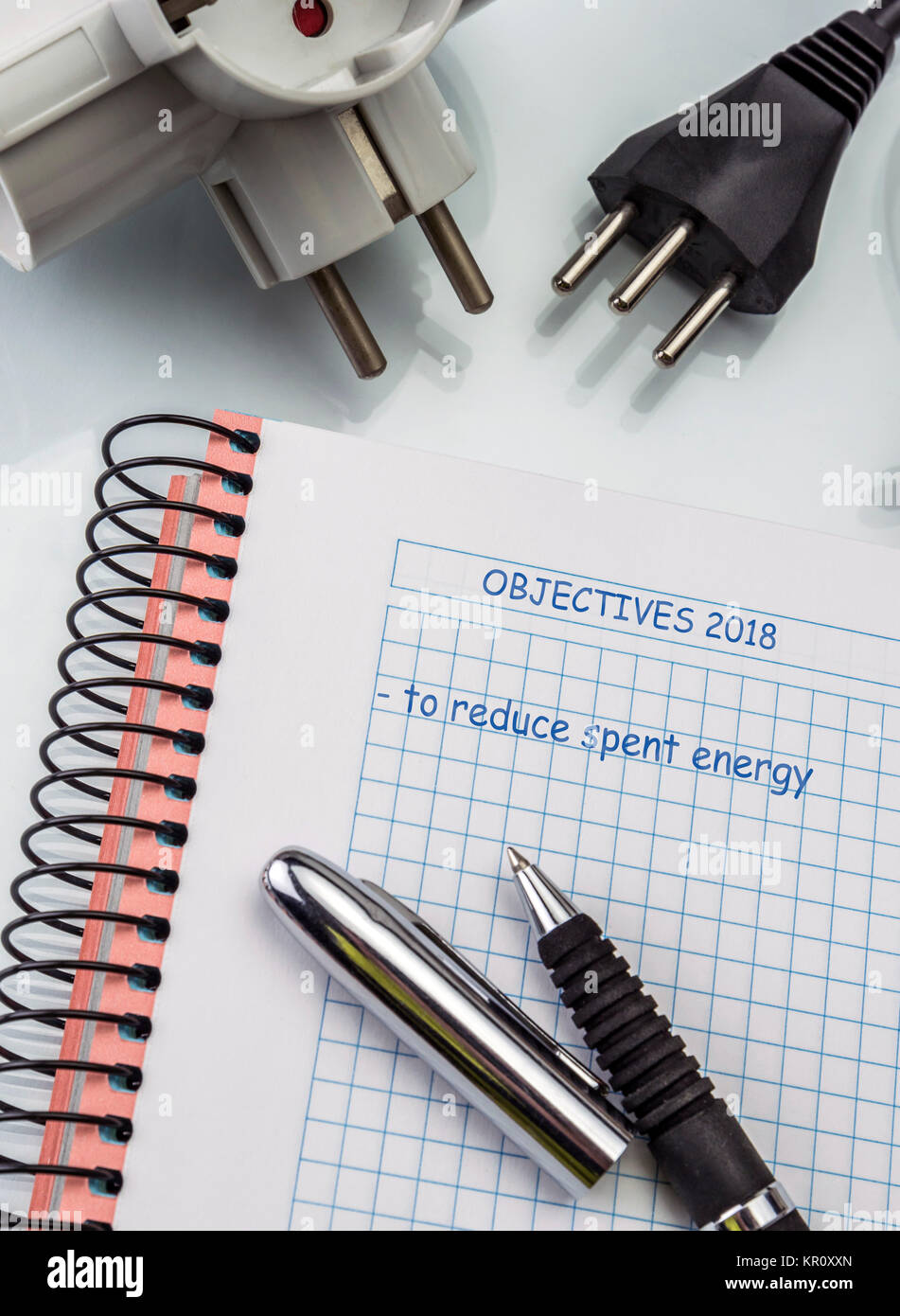 Notepad written save energy for the year 2018, conceptual image Stock ...