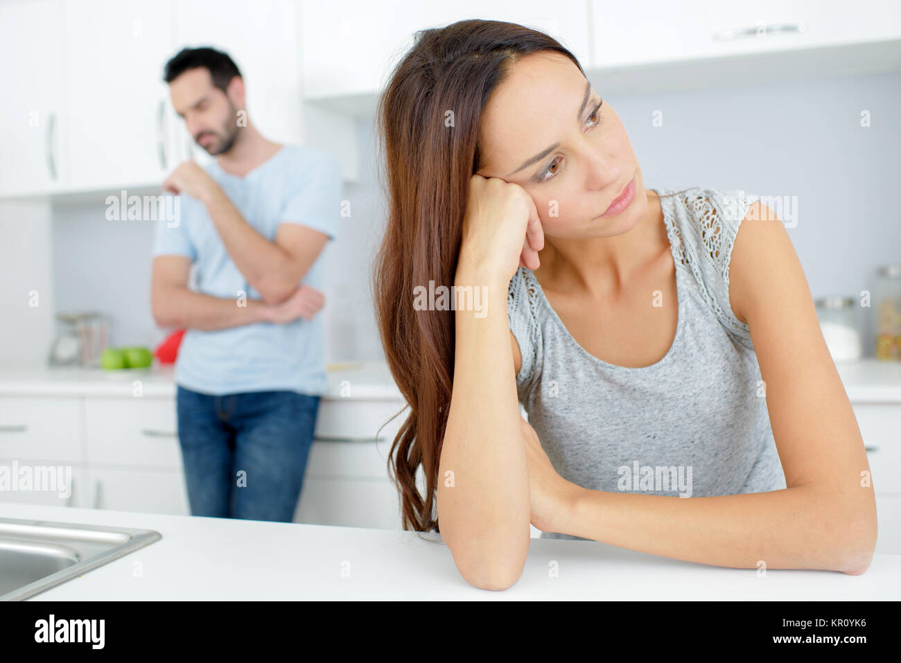 Couple having an argument in the kitchen Stock Photo