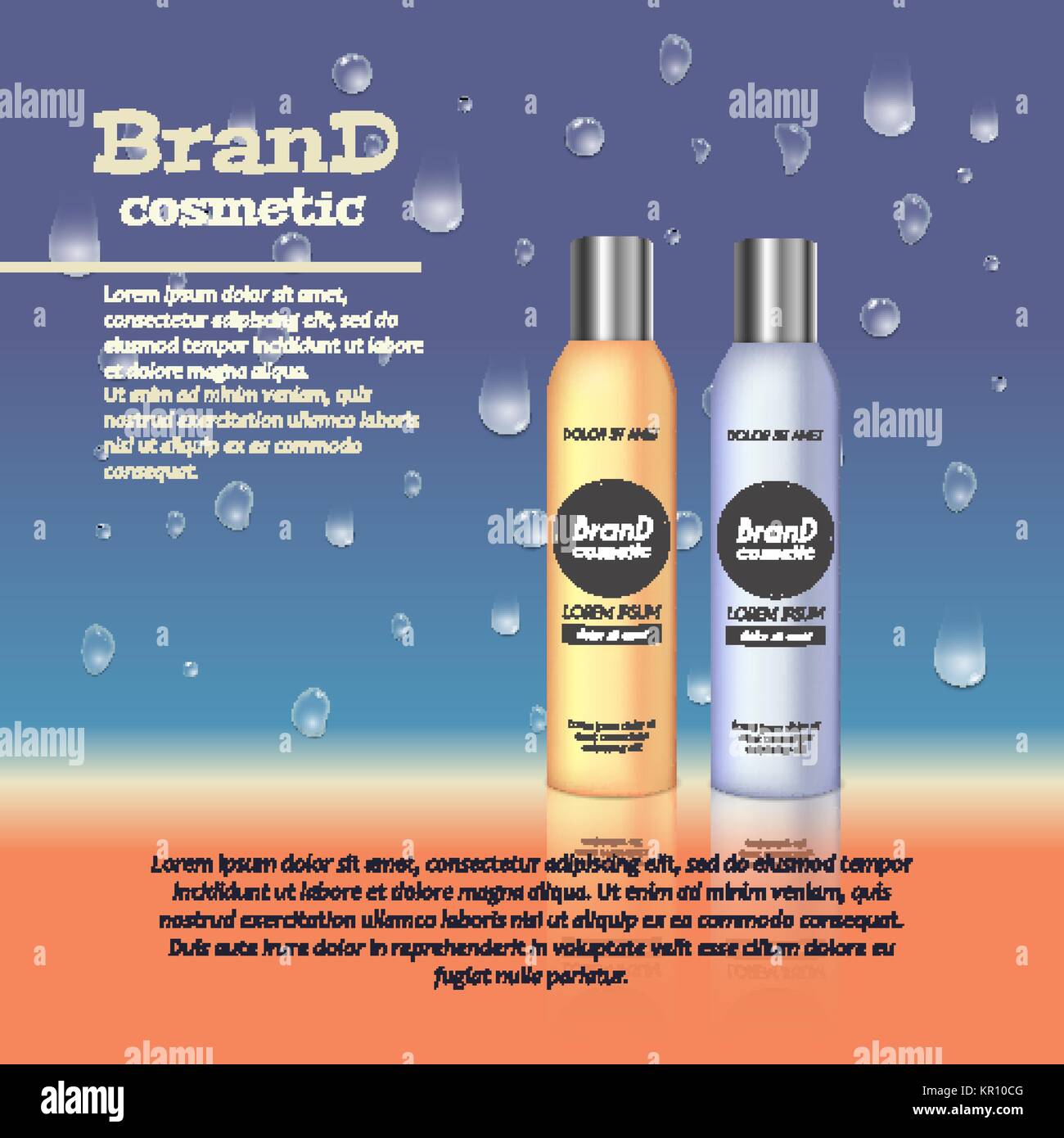 3D realistic cosmetic bottle ads template. Cosmetic brand advertising