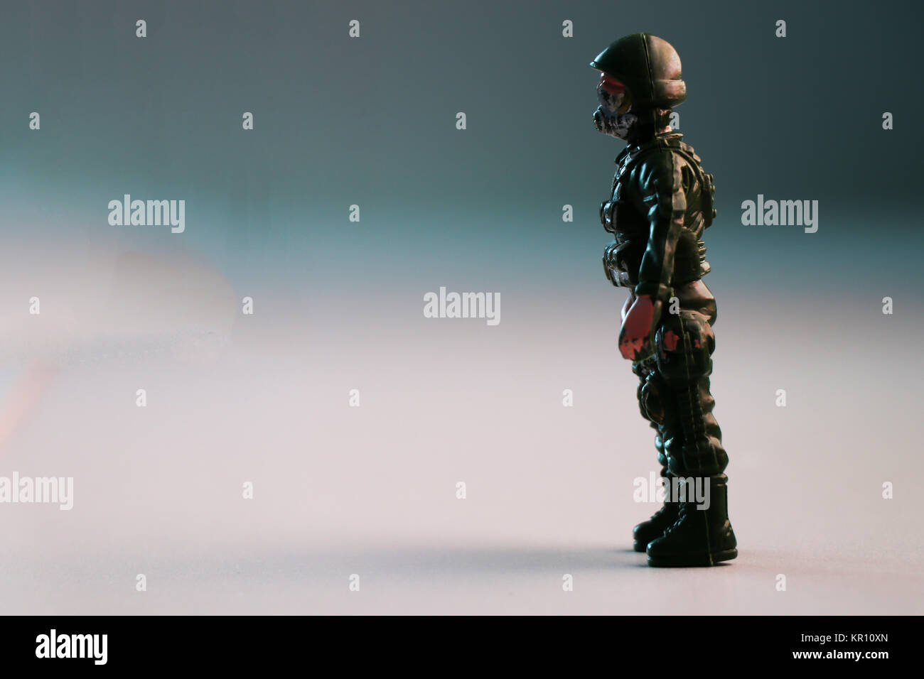A toy soldier in profile scene Stock Photo