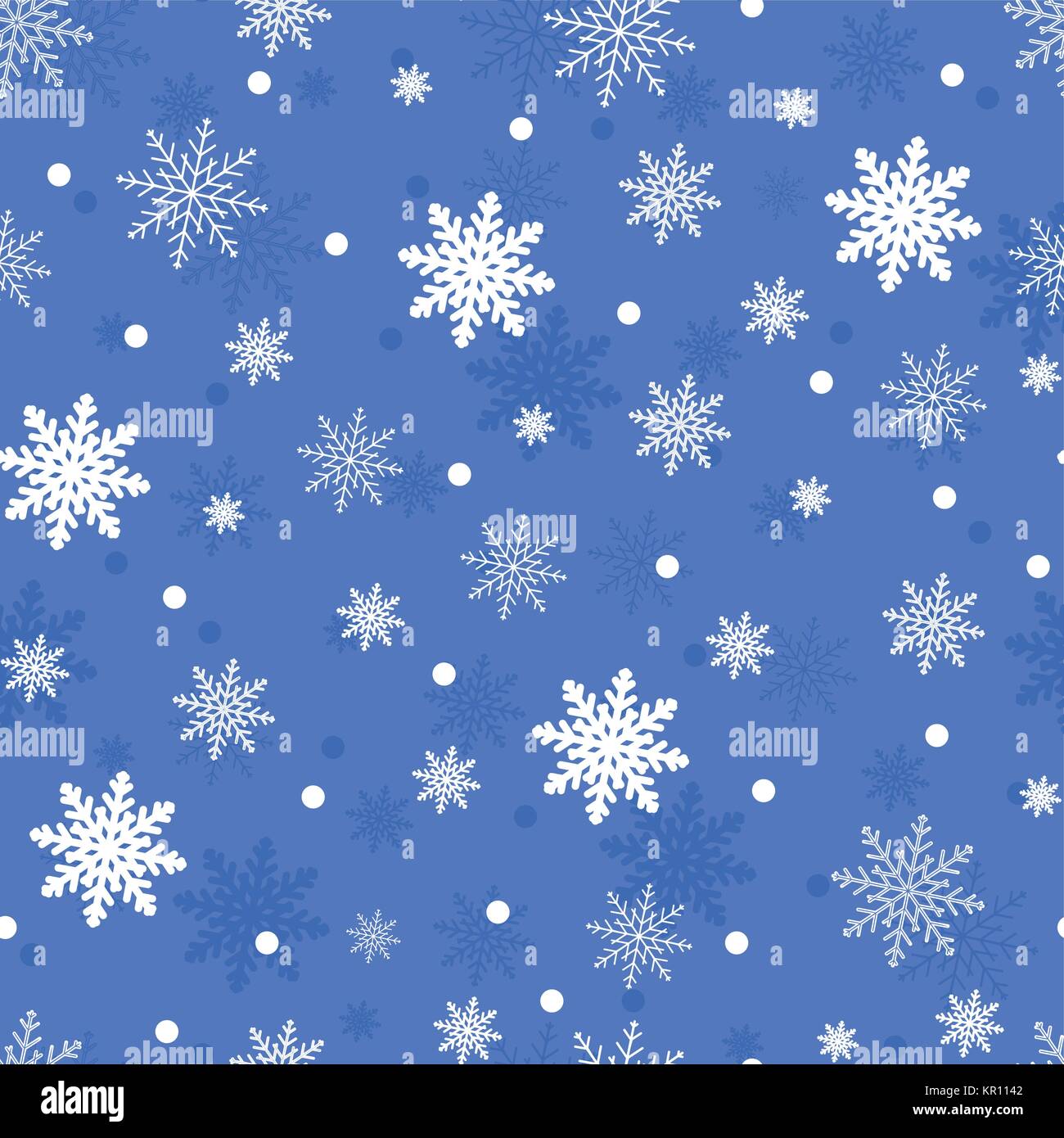 Winter seamless background with flat white snowflakes on a blue Stock ...