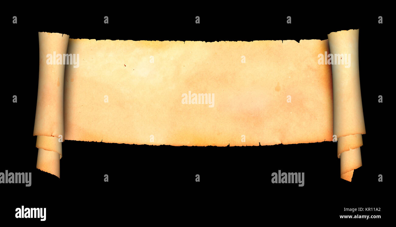 Antique scroll of parchment on black background Stock Photo Alamy