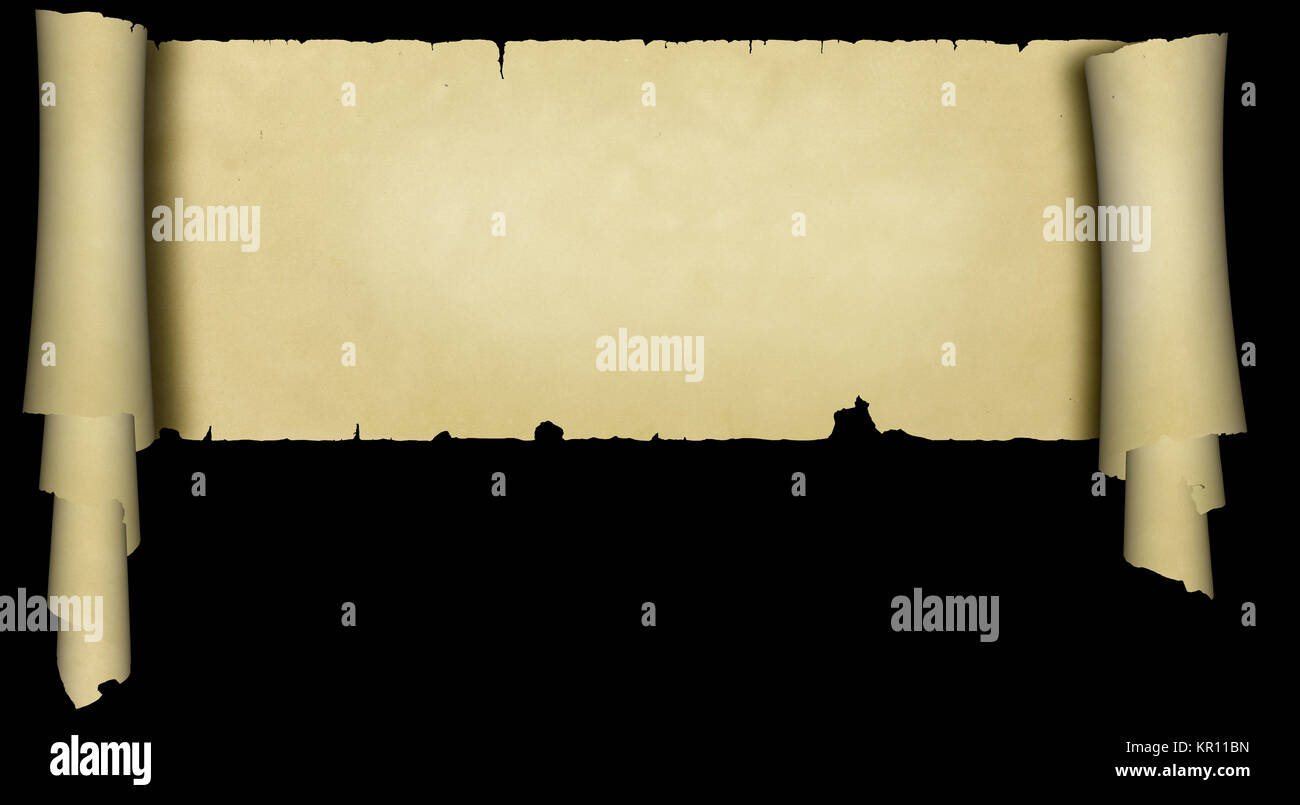 Scroll of ancient parchment on black background Stock Photo Alamy