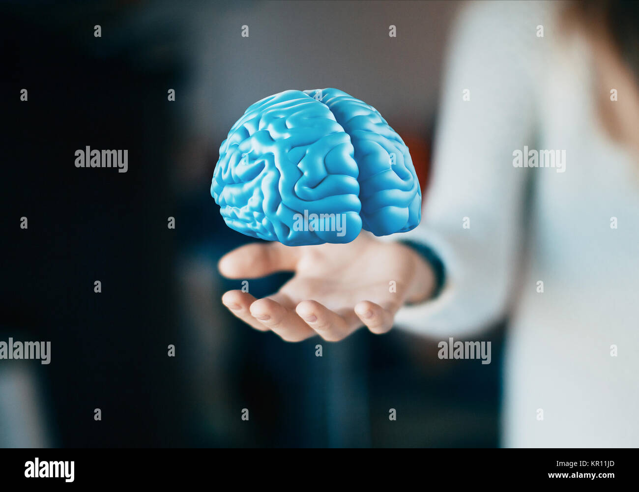 Human brain on hand, think, tumor, ideas Stock Photo