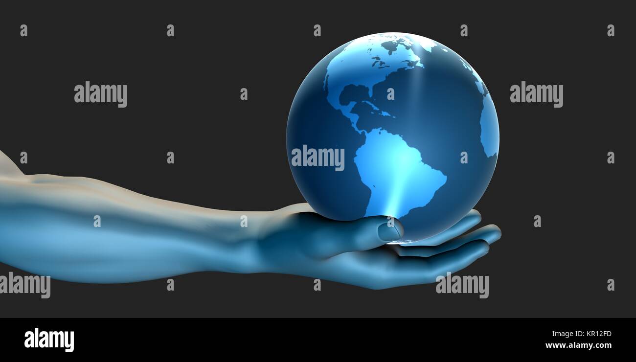 Businessman Holding the World in His Hands Stock Photo - Alamy