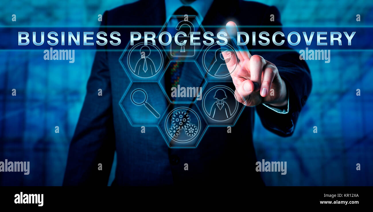 Manager Pushing BUSINESS PROCESS DISCOVERY Stock Photo