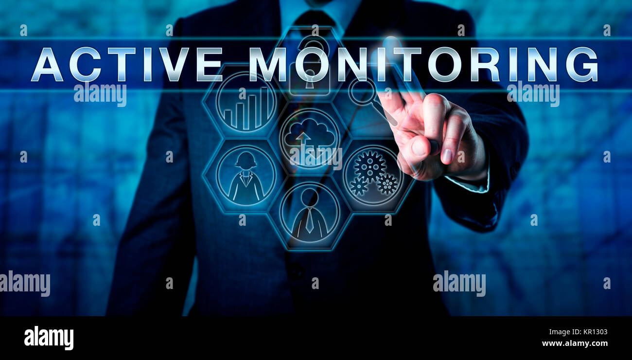 Manager Touching ACTIVE MONITORING Stock Photo Alamy