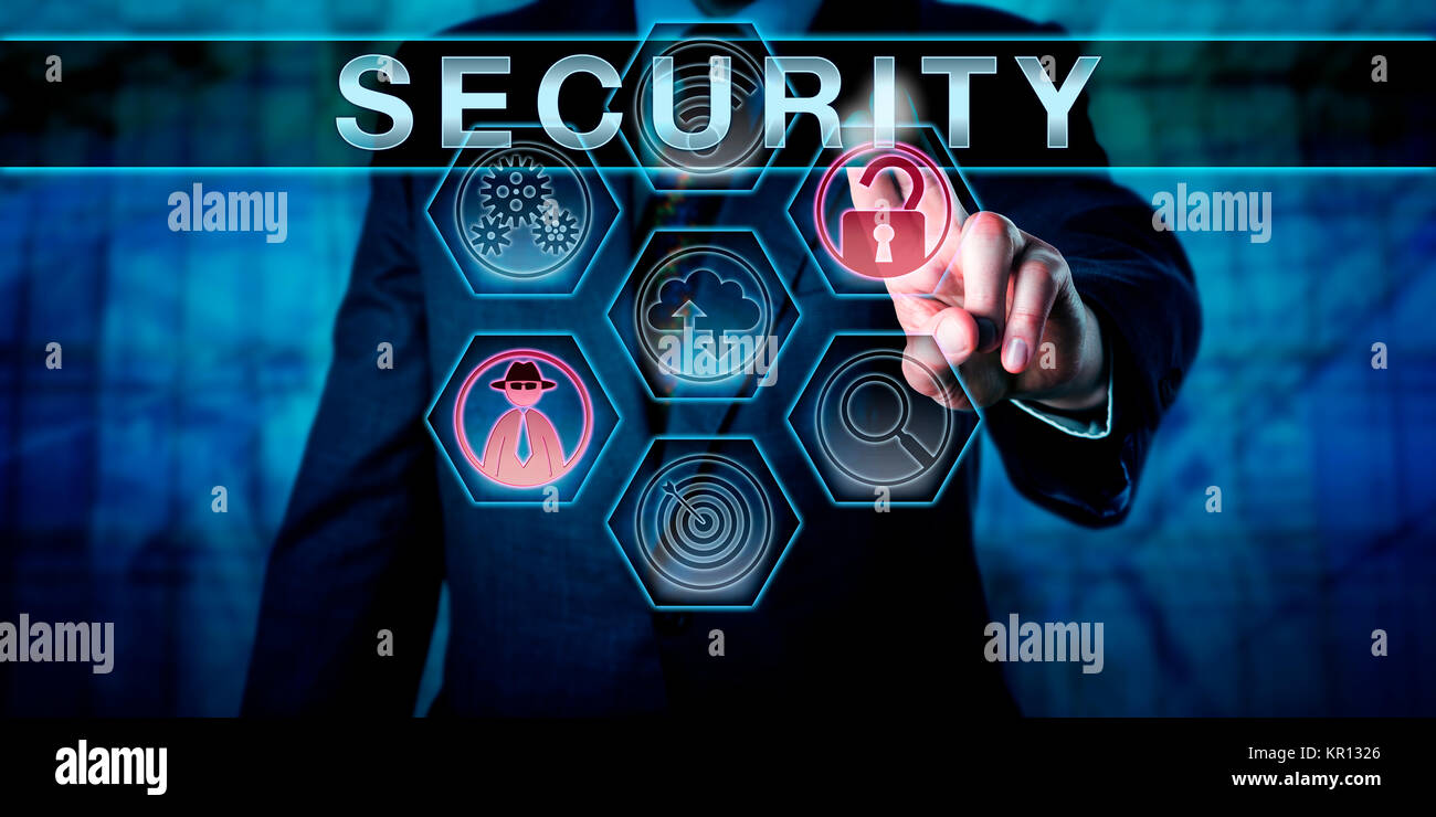 Corporate Administrator Touching SECURITY Stock Photo Alamy