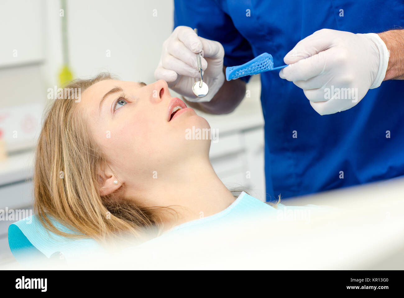 About to have her teeth moulded Stock Photo