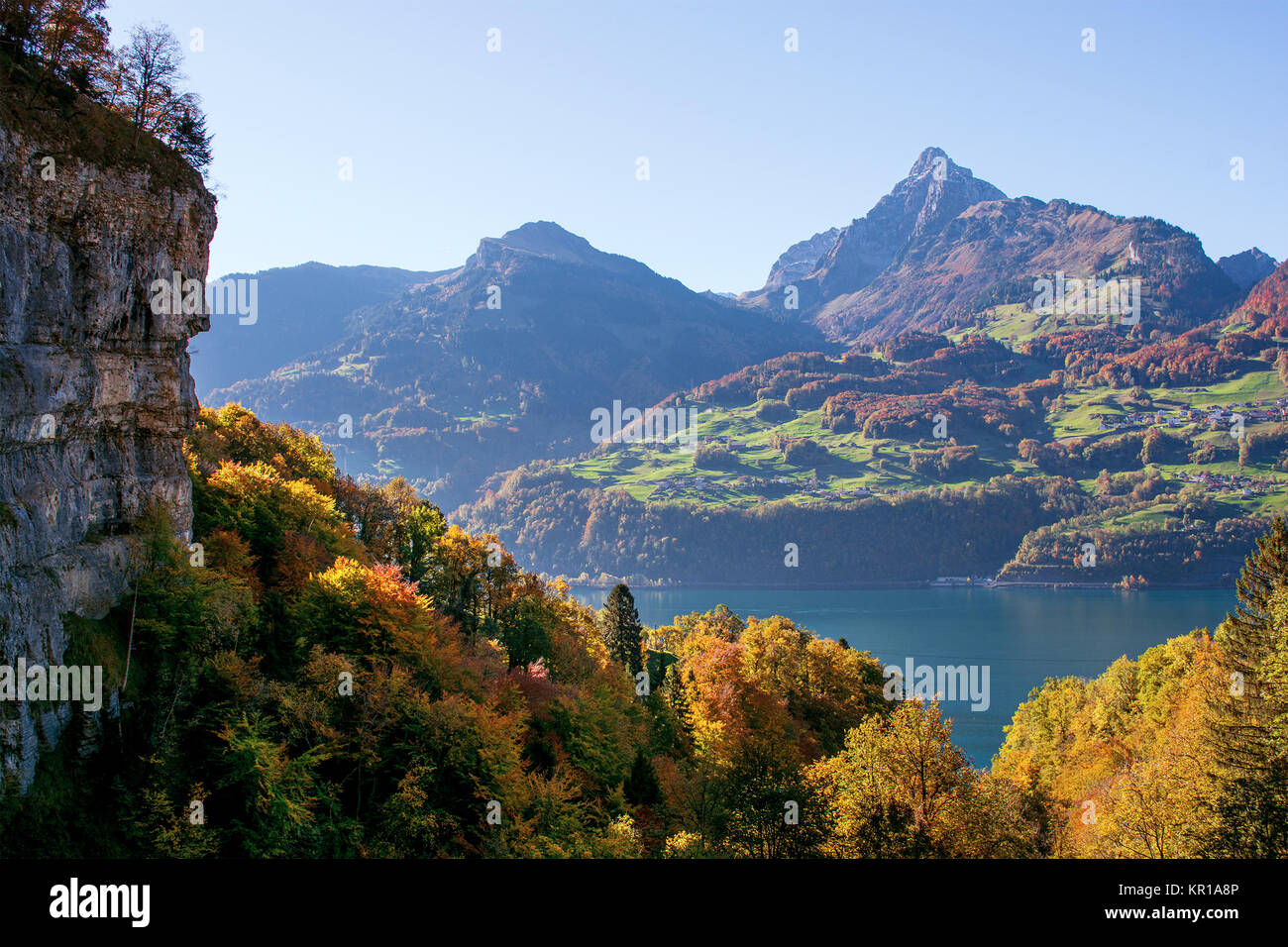 Lake Walensee, Sankt Gallen, Switzerland Stock Photo