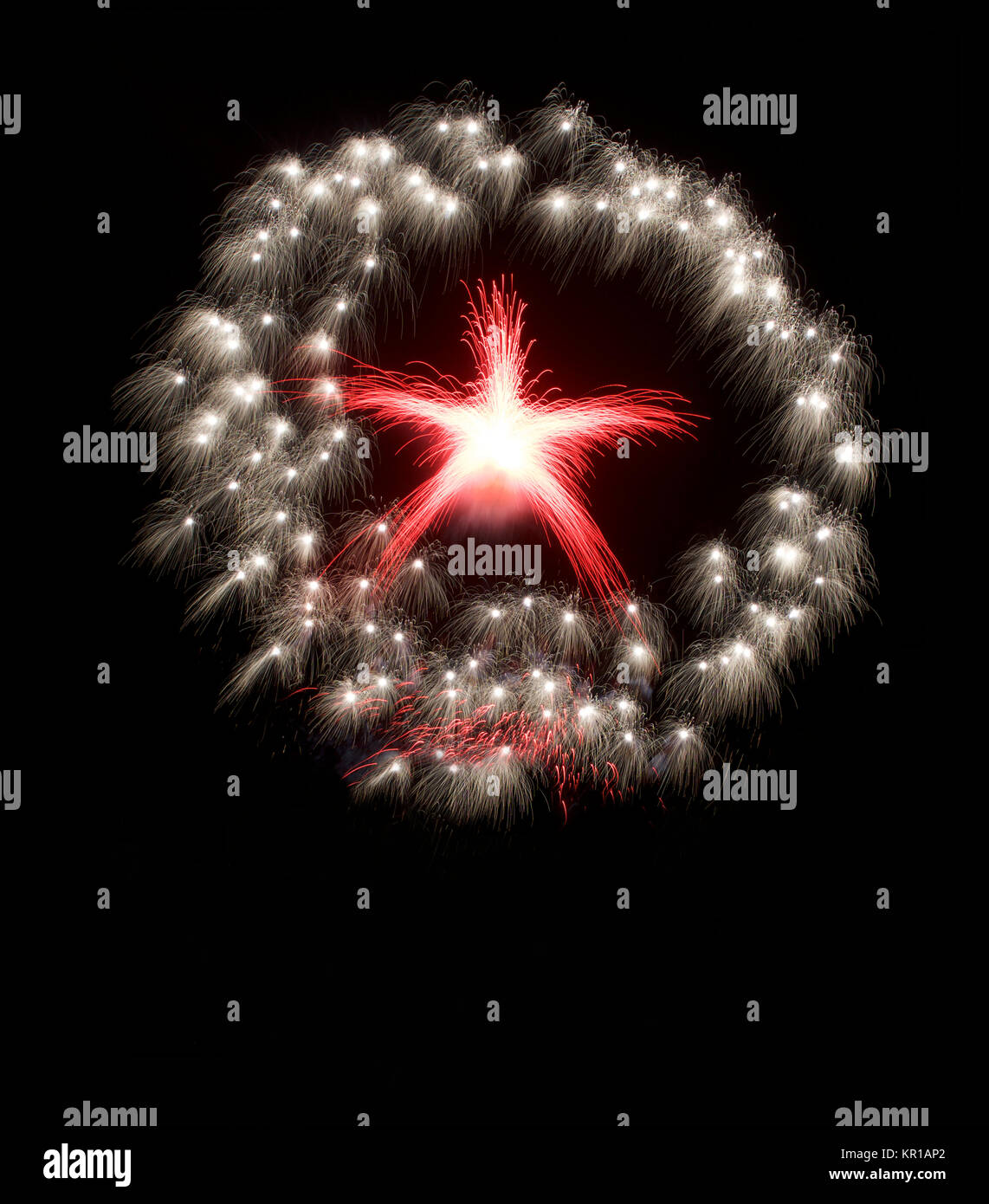 Star Shape Firework Display At Night Stock Photo Alamy