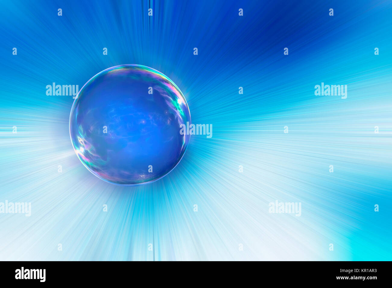 Soap bubble floating in a blue sky Stock Photo