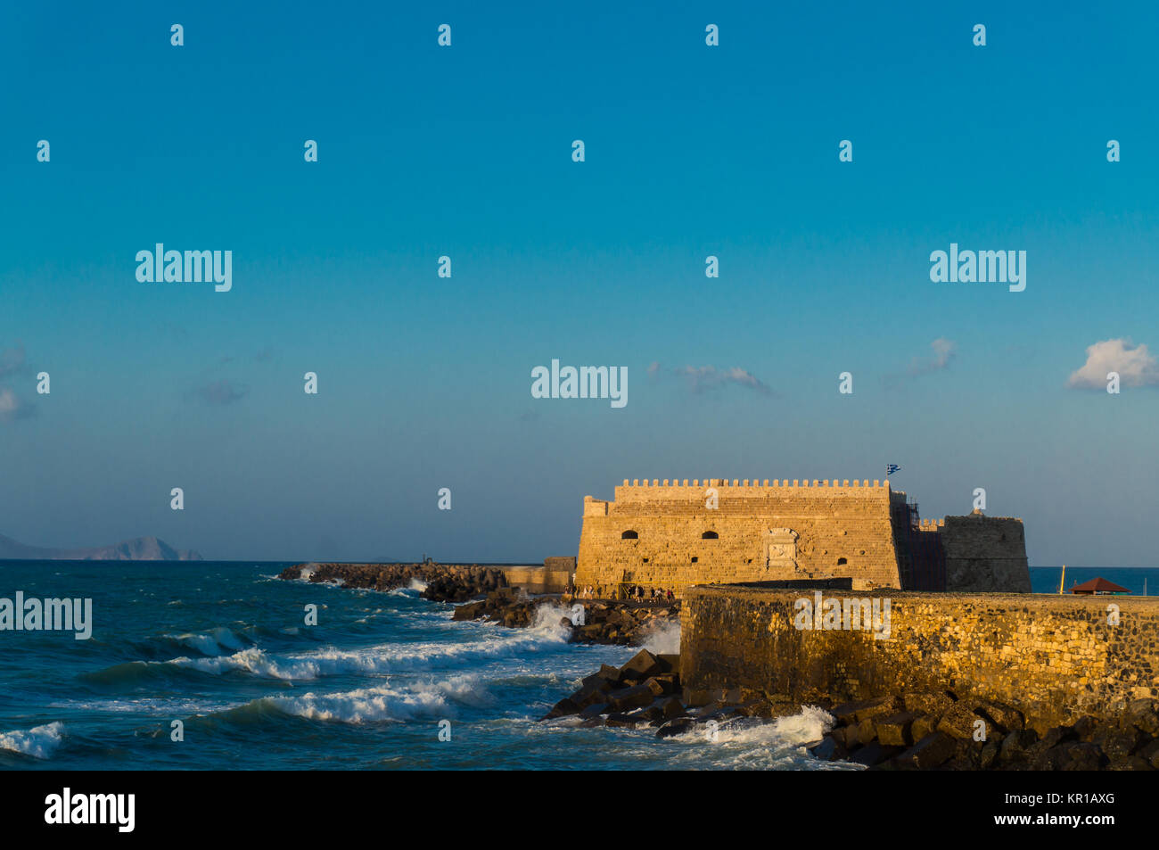 View of the fortress Castello a Mare (Koules) in Herakleio of Crete in Greece. Stock Photo