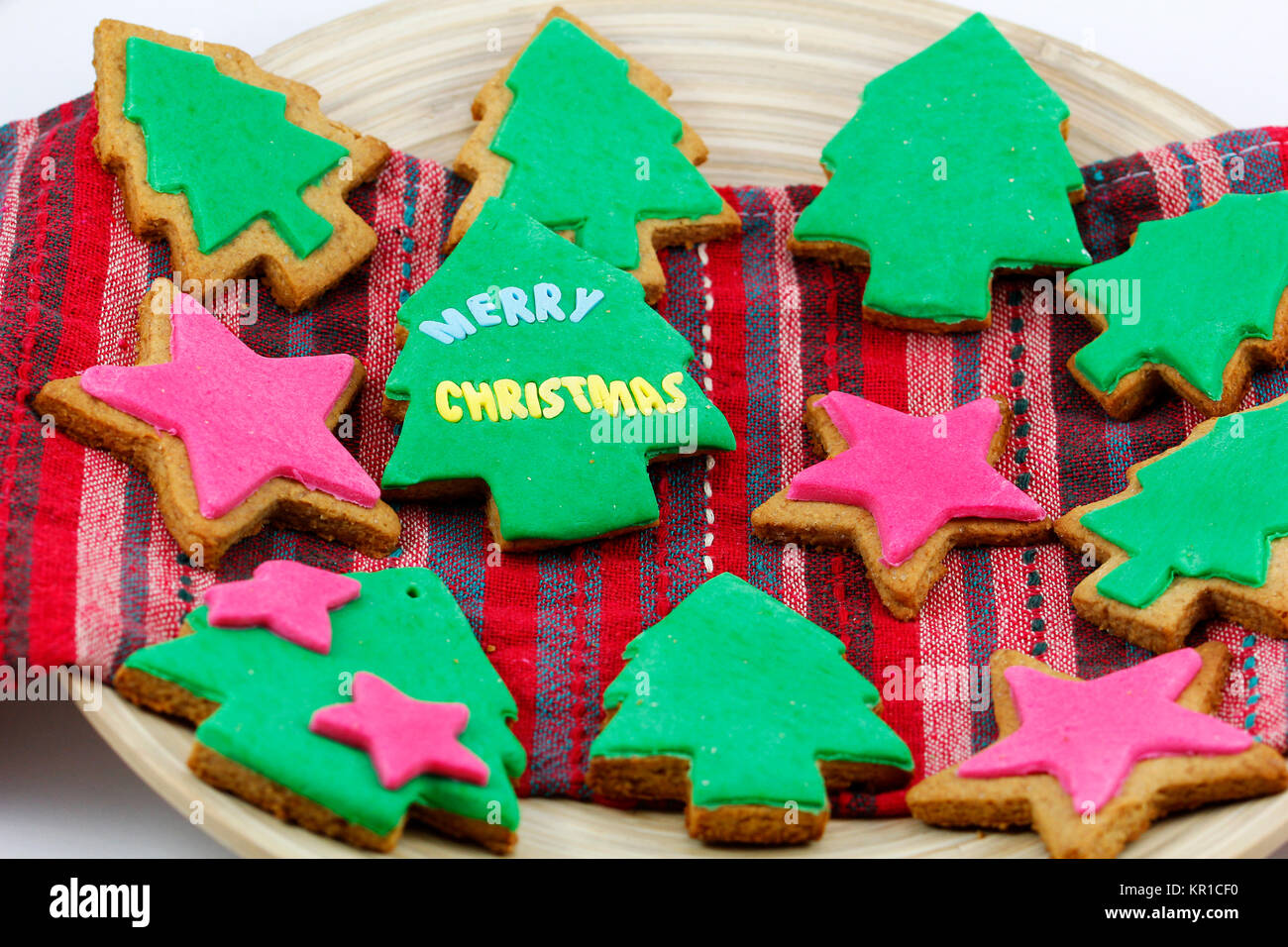 Handmade christmas cookies, in a colorful tissue Stock Photo