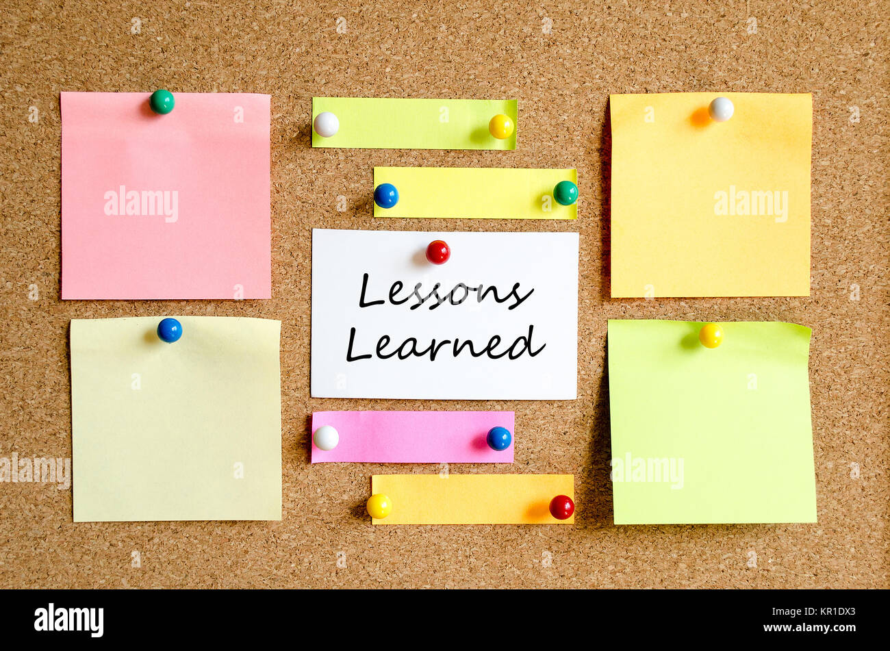 Lessons Learned Sticky Note Concept Stock Photo