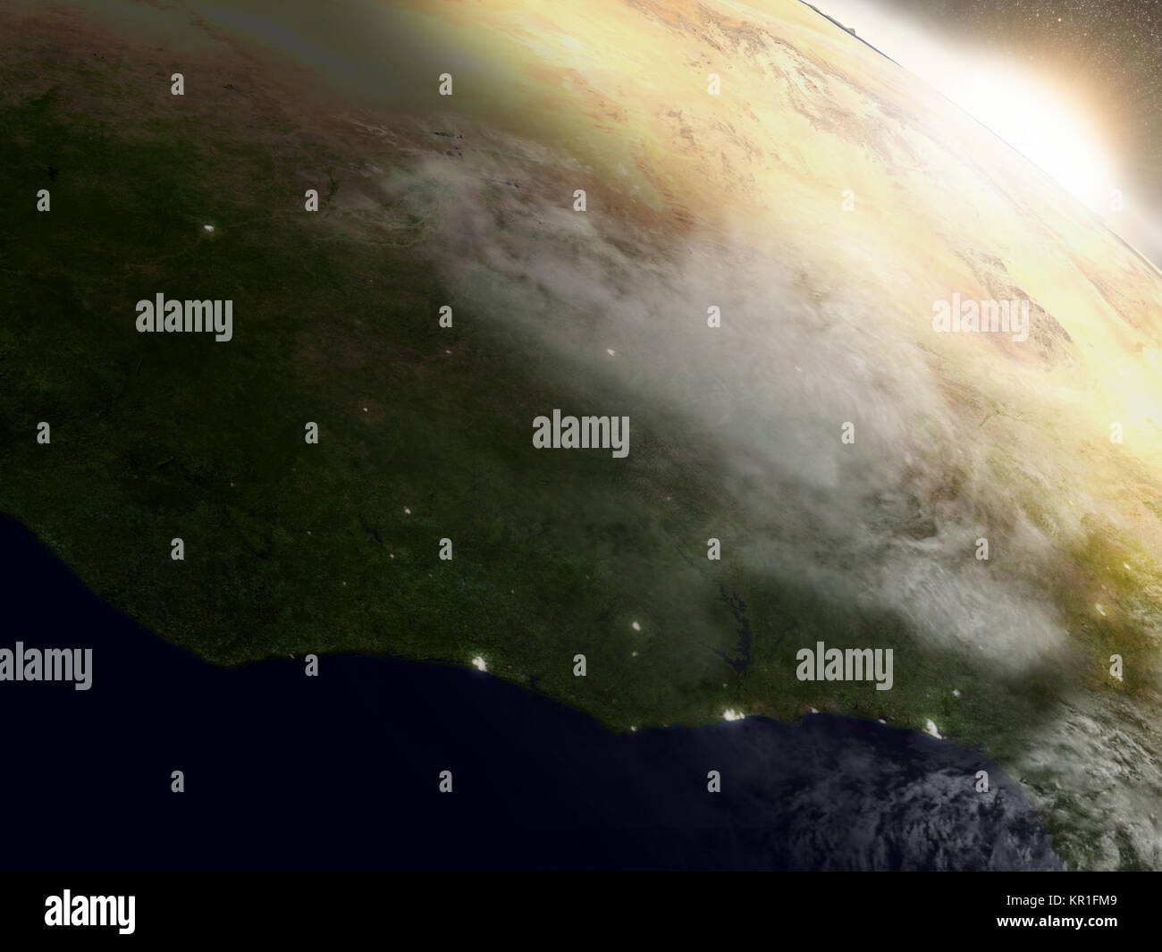 Sunrise over Ivory Coast, Ghana and Burkina Faso Stock Photo Alamy