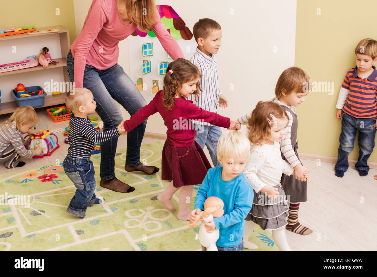 Group of little children dancing  Stock Photo