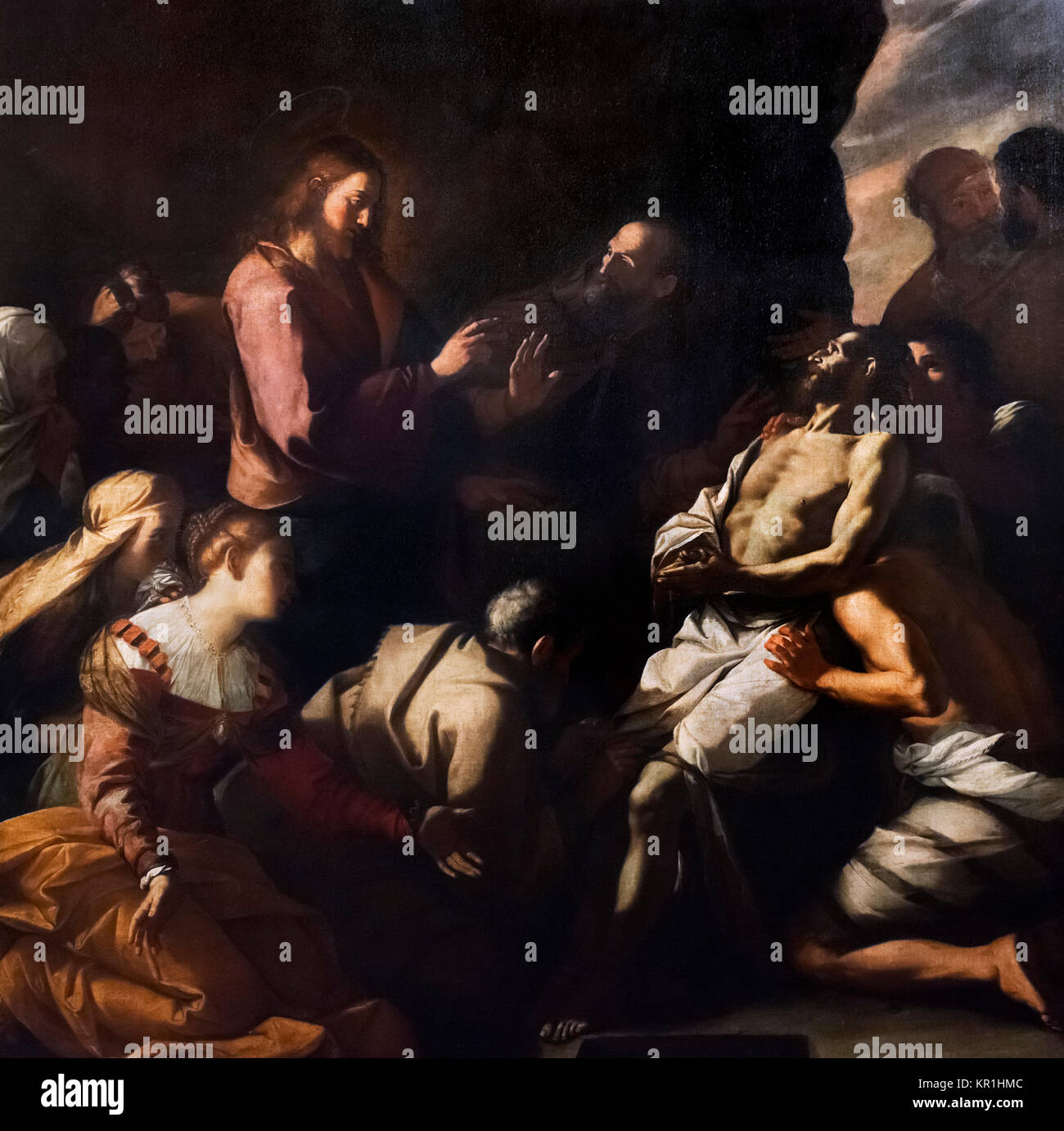 The Raising of Lazarus  by Mattia Preti (1613-1699), oil on canvas, c.1630-40. Stock Photo