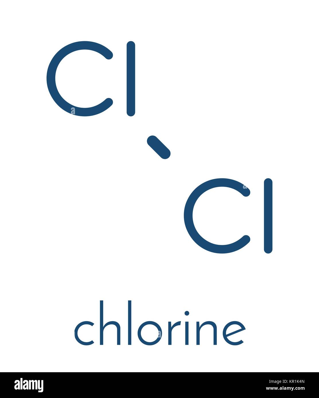 Elemental chlorine (Cl2). Skeletal formula. Stock Vector