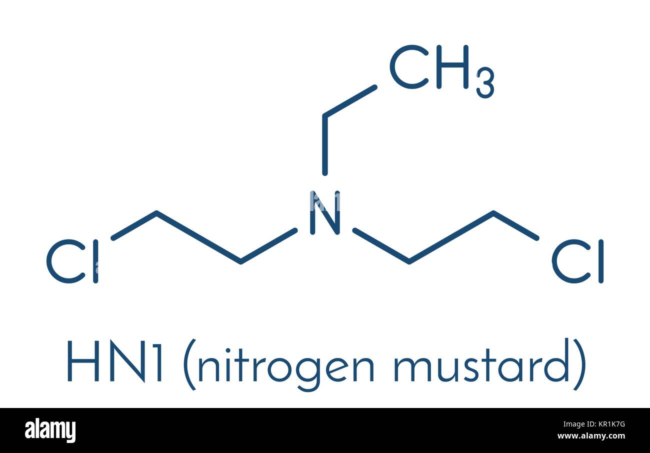 hn1 nitrogen mustard molecule skeletal formula stock vector art nitrogen mustard