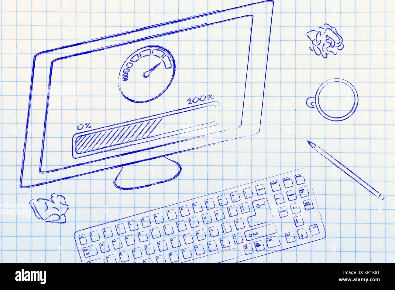 computer with speedometer measuring its performance Stock Photo Alamy