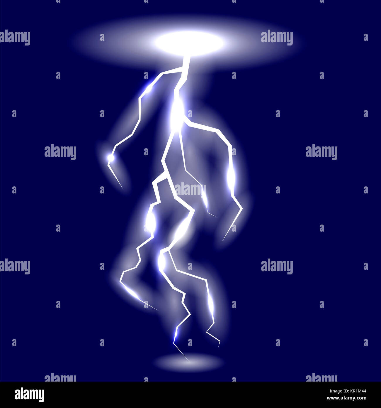 White Lightning Isolated on Blue Background Stock Photo - Alamy