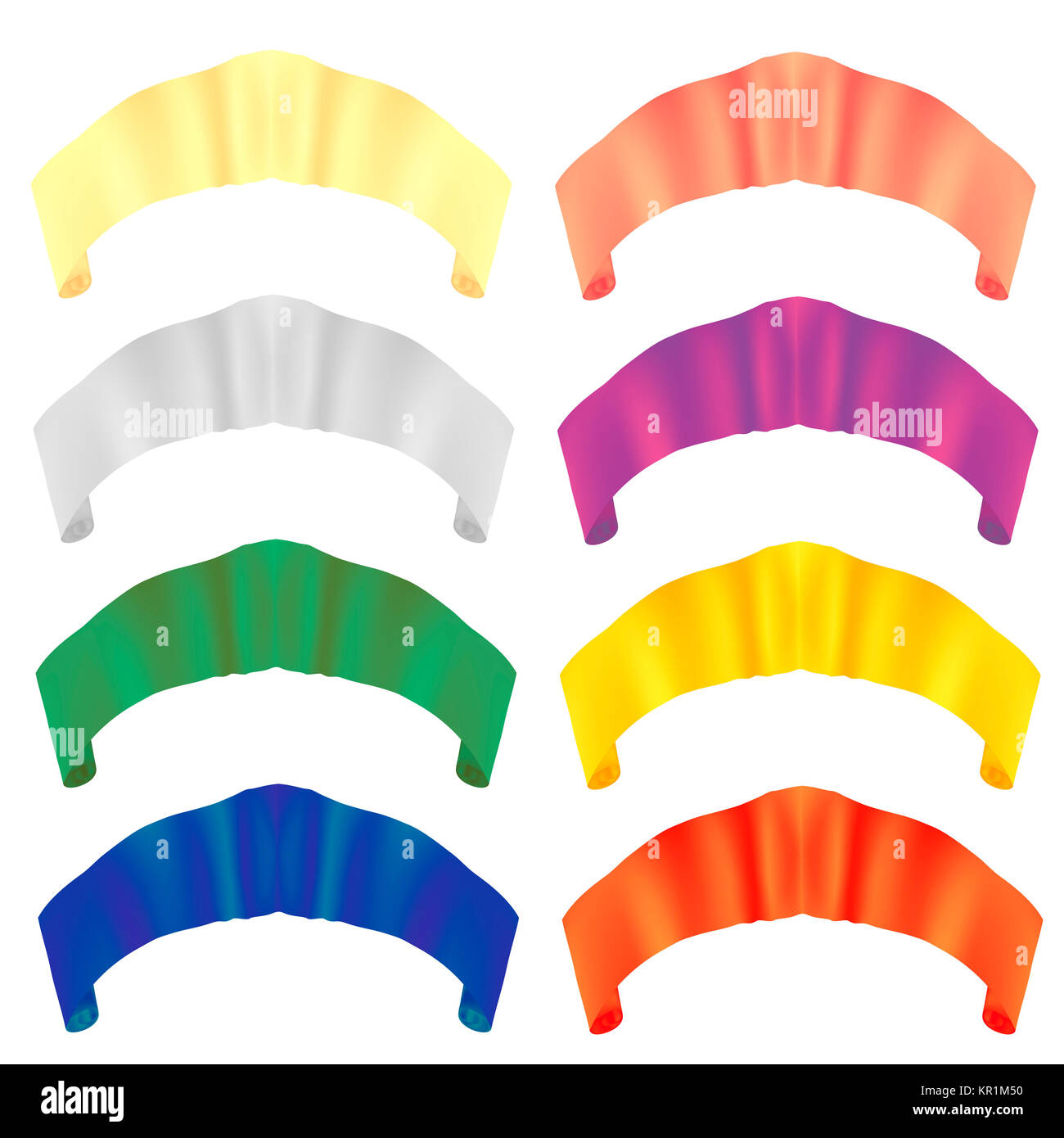 Colorful Paper Scrolls. Colored Ribbons. Stock Photo