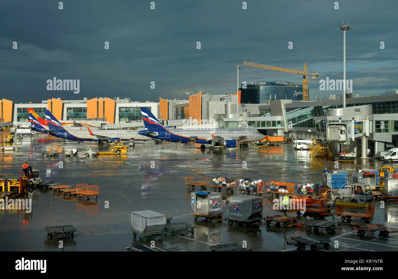 Airplanes, airport, Scheremetjewo, Moscow, Russia, Flugzeuge, Flughafen, Moskau, Russland Stock Photo