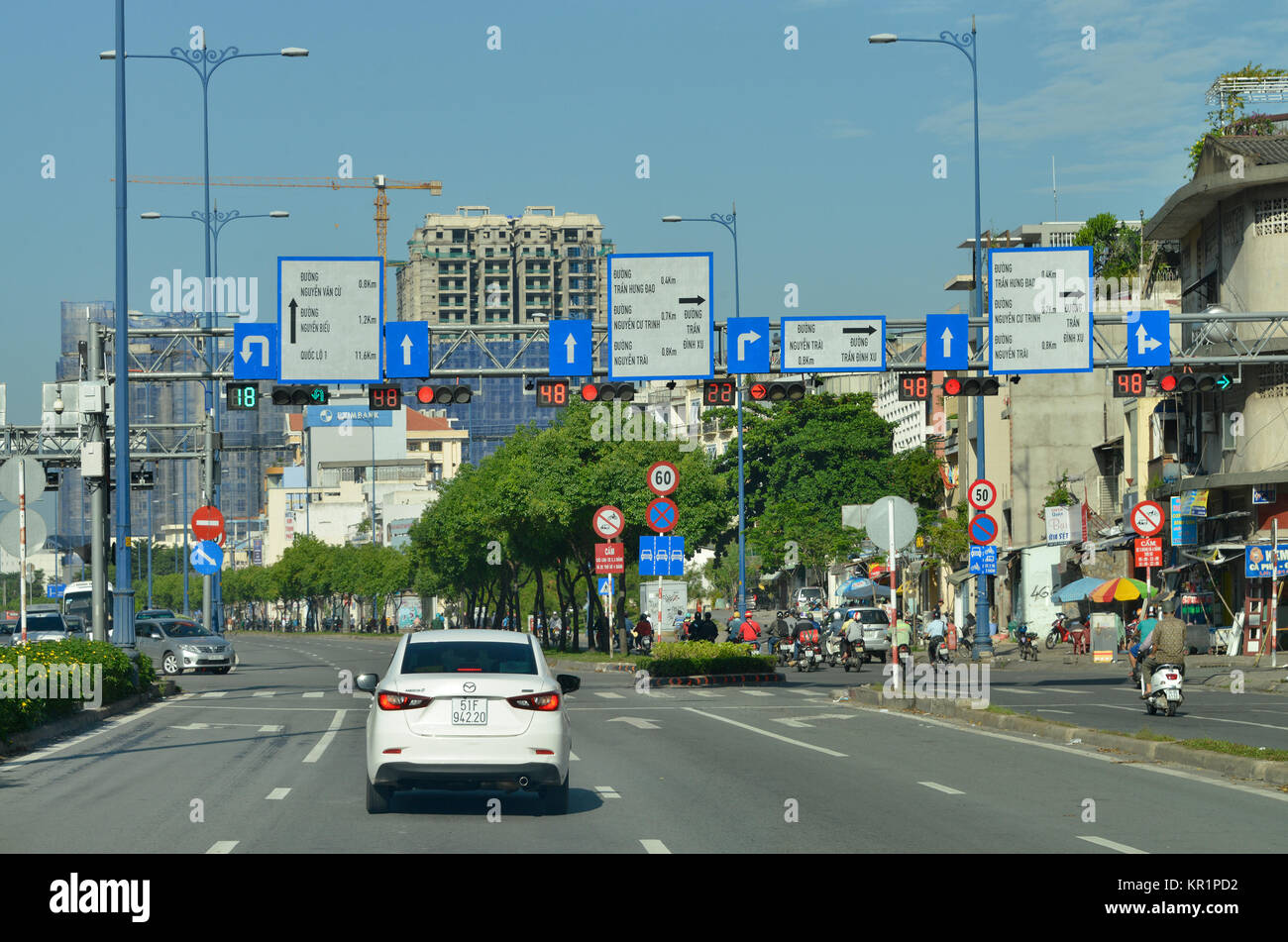 Motor traffic, Ho Chi Minh City, Vietnam, Autoverkehr, Ho-Chi-Minh-Stadt Stock Photo