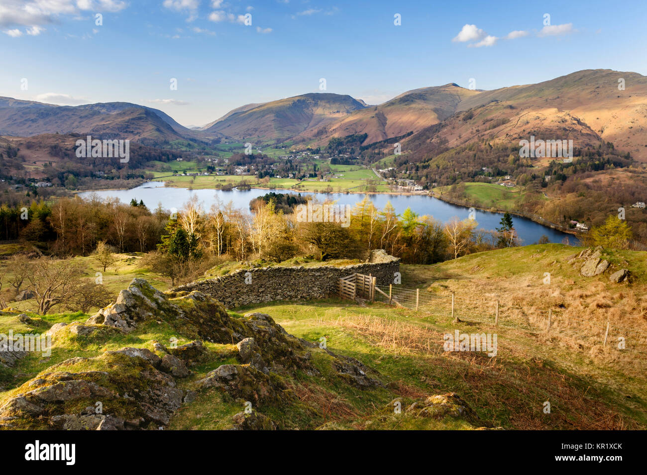 Grasmere and surrounding fells above Loughrigg Terrace near Loughrigg Fell in the English Lake