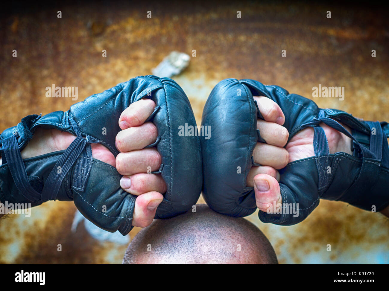 Two hands clenched in a fist gloves for boxing Stock Photo Alamy