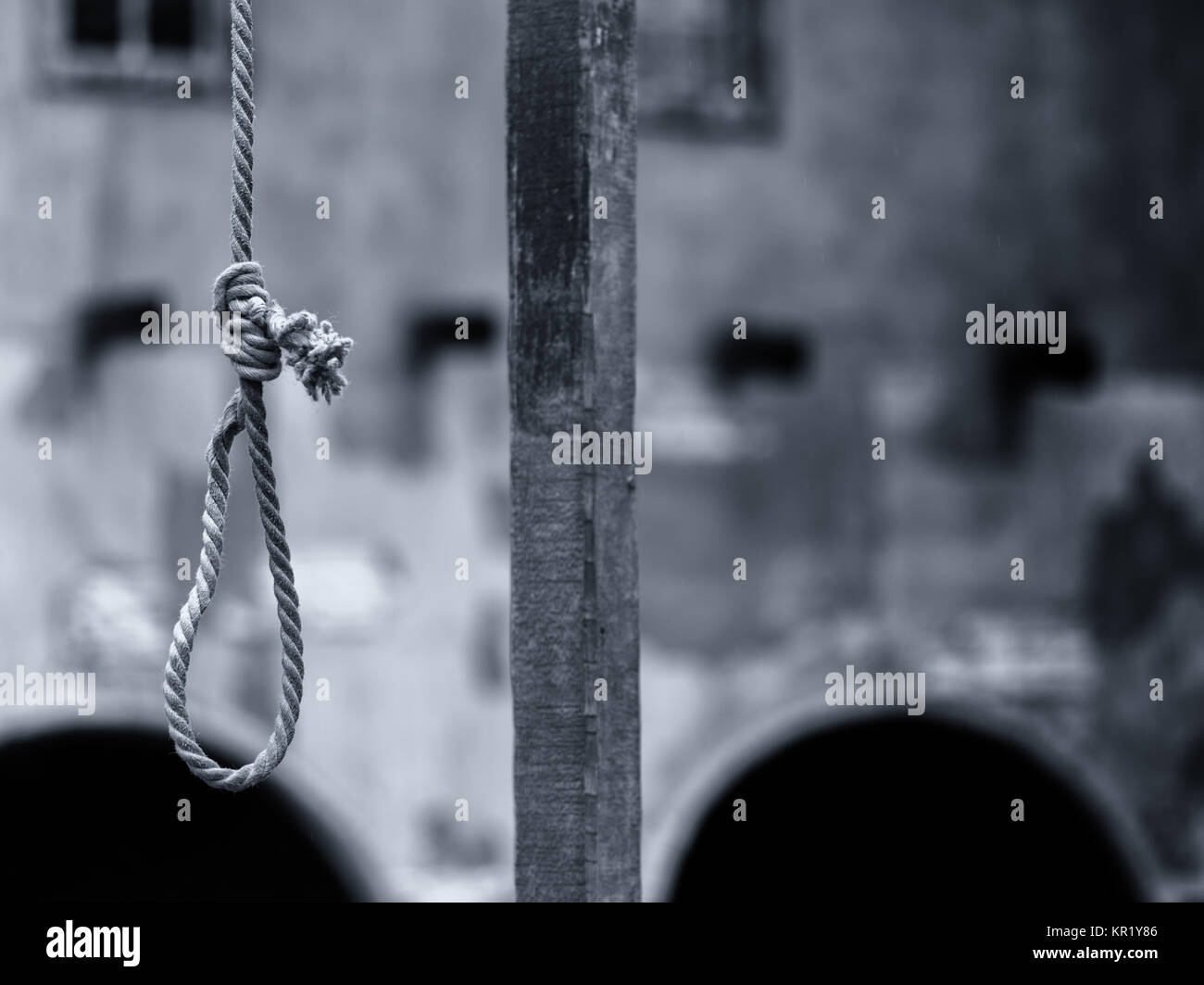 Rope execution scaffold closeup detail Stock Photo