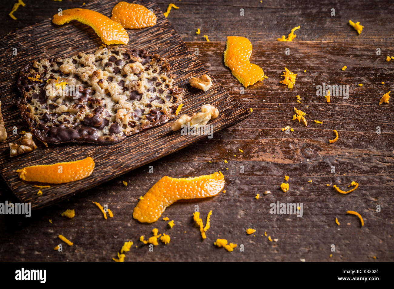 Candied orange brittle cake Stock Photo