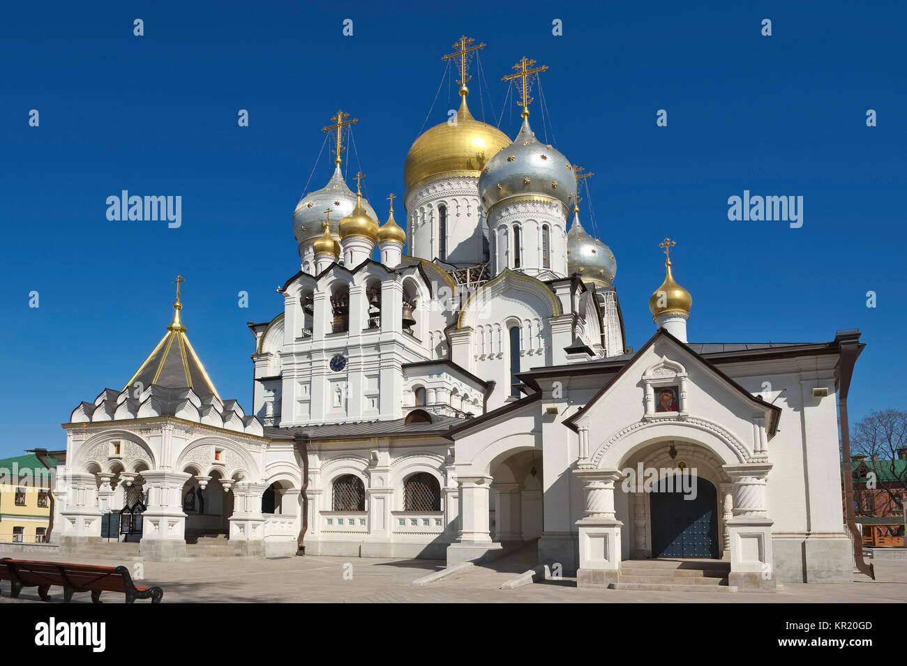 Conception Convent. Cathedral of the Nativity of the Blessed Virgin Mary, Moscow. Built in the years 1804-1807 on the site of the demolished temple of the XVI century, a project of the architect M.F. Kazakov Stock Photo