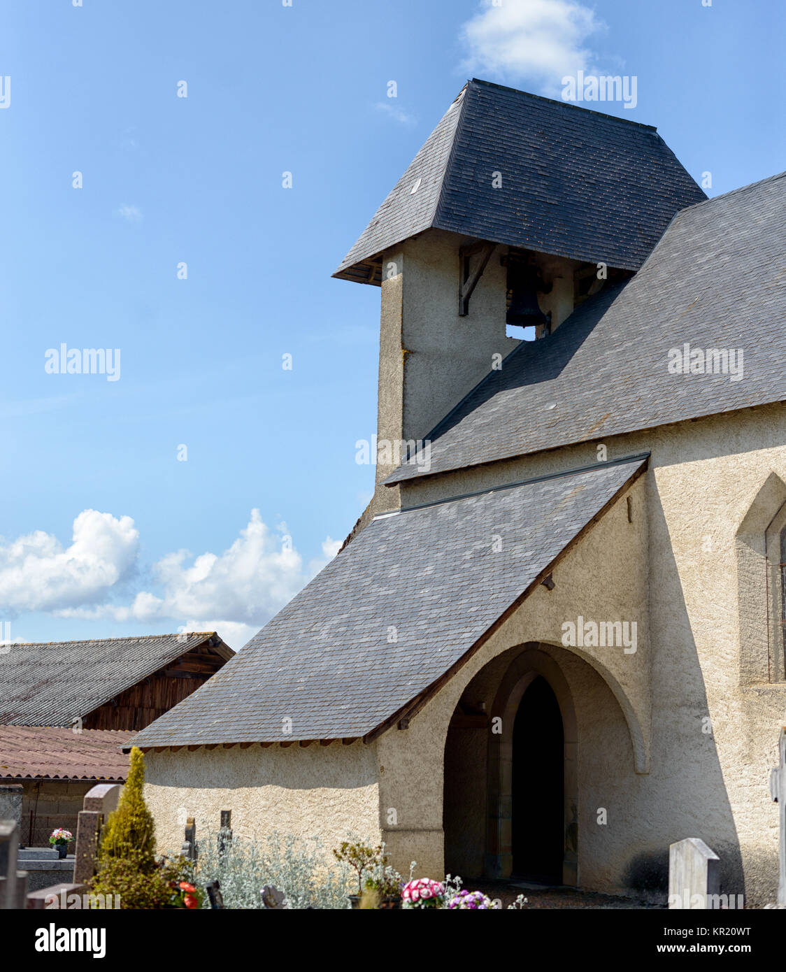 Roman church in french Pyrenees Stock Photo