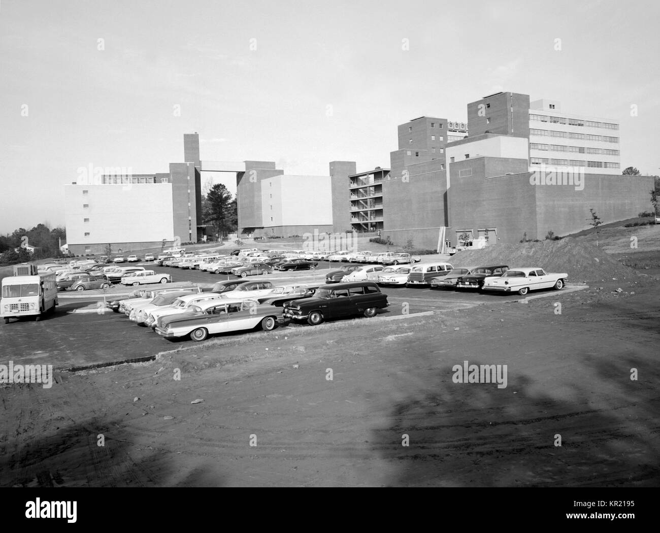 Rear view of the new CDC Buildings on Clifton Road, Atlanta, GA, 1960. in 1960 (facing west). In 1947, Emory University donated the land on Clifton Road for the new CDC headquarters, but construction did not begin for more than a decade. Image courtesy CDC. Stock Photo