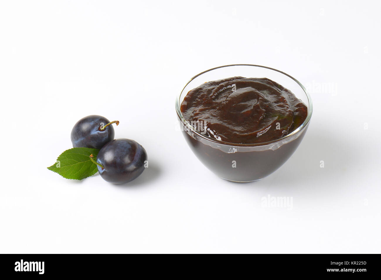 bowl of damson plum preserve Stock Photo Alamy
