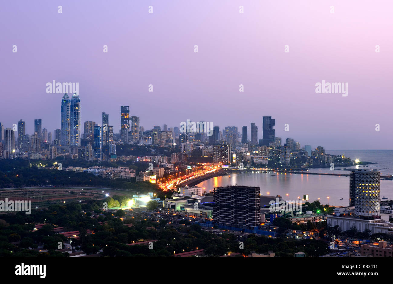 Aerial Mumbai by night Stock Photo